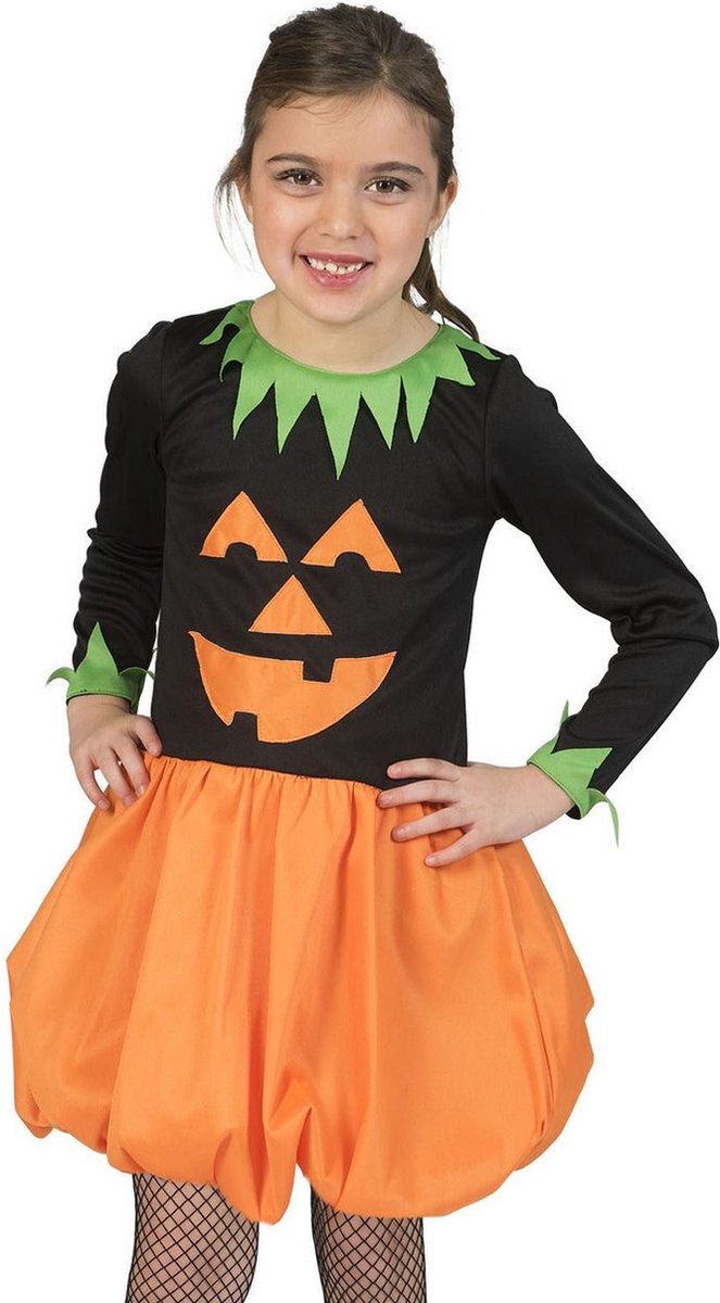 Pompoen Kostuum | Afgrijselijke Pompoen Halloween | Meisje | Maat 116 | Halloween | Verkleedkleding